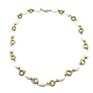 Chunky White Gold Trendy Chic Beaded Stackable Station Fashion 31” Necklace